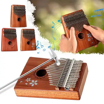 

17 Key Kalimba Mbira Calimba African Mahogany Thumb Piano Percussion Wood Musical Instrument with Tuning Hammer Storage Bag