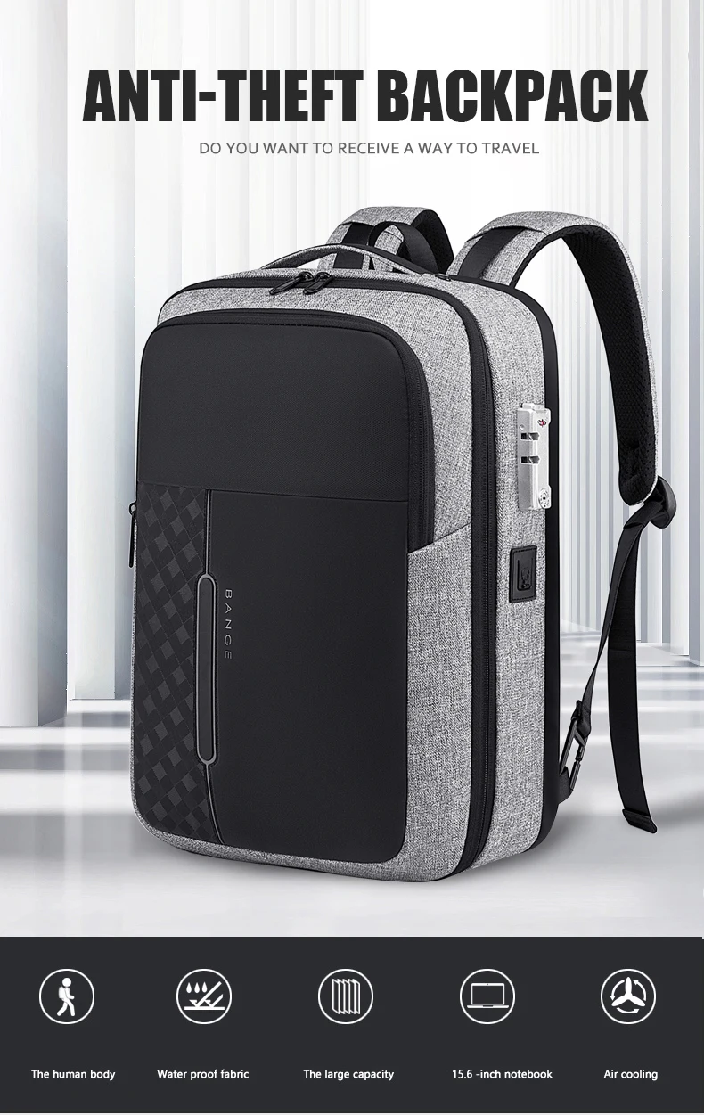 Новинка, мужской рюкзак для ноутбука с противоугонным замком TSA, 15,6 дюймов, офисный рюкзак, бизнес рюкзак для путешествий, школьный рюкзак, сумка для подростков wo мужчин