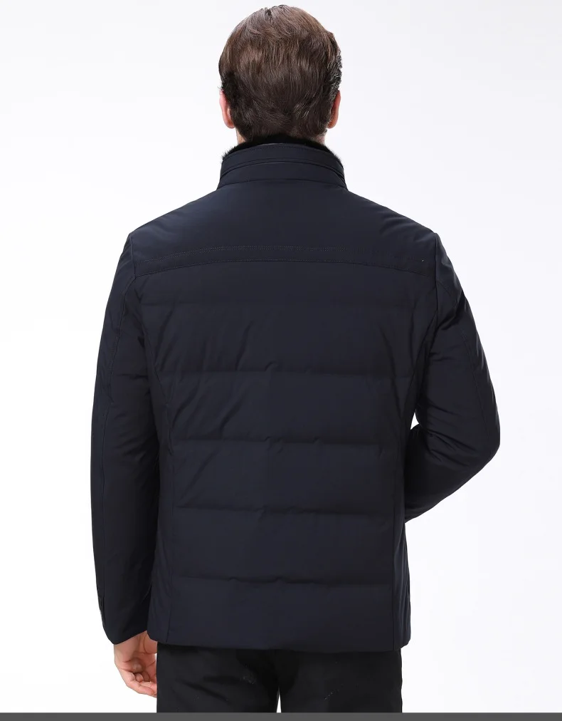 Brand down Jacket Men's Middle-aged White Duck down Mink Stand Collar Business Casual Thin Warm Cold Coat Winter