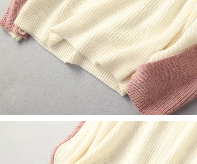 Aliaga Winter New Styles Pure Cashmere Sweater Round Collar Korean Fashion White Plus Size Ladies High-end Pullovers