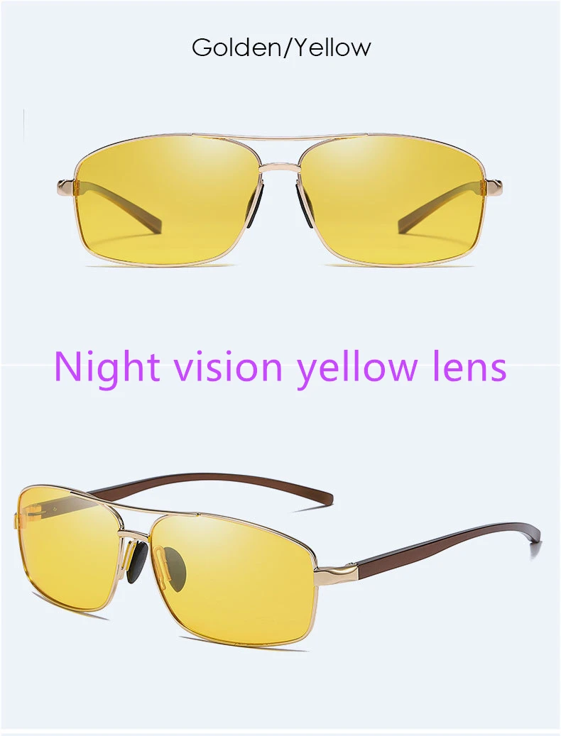 A6 Night vision Винтажные Поляризованные мужские солнцезащитные очки с алюминиевым магнием, квадратные солнечные очки, фотохромные солнцезащитные очки ночного видения для вождения для мужчин/wo мужчин - Цвет линз: A6 Night vision