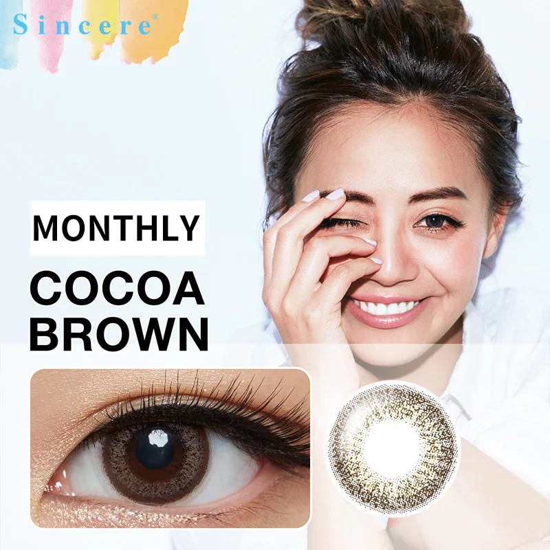 Цветные линзы для глаз, цветные контактные линзы, естественный макияж глаз, мягкие линзы, Ежемесячные контактные линзы для глаз, используются в течение 30 дней - Цвет: Cocoa Brown
