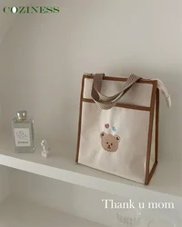 Comfortable Bear – sac en toile pour maman, fourre tout de grande capacité, sac de sortie Portable, sac à déjeuner à la mode, sacs à bandoulière simple étanche 