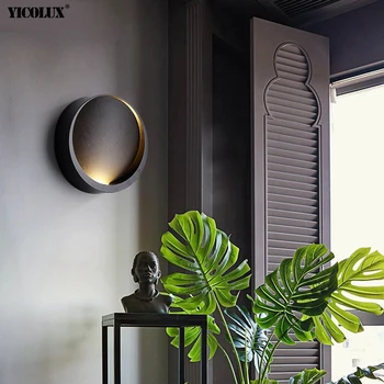 

LED Wall Light bedside light White creative wall lamp Black modern aisle Round lamp AC90-260V