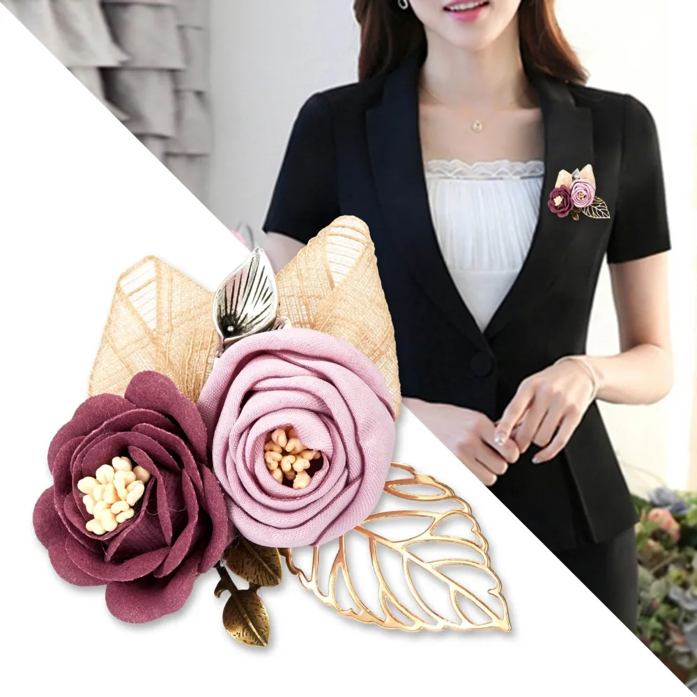 Корейская ткань Художественная ткань цветок брошь рубашка воротник винтажные булавки и броши для женщин платье рубашка воротник аксессуары