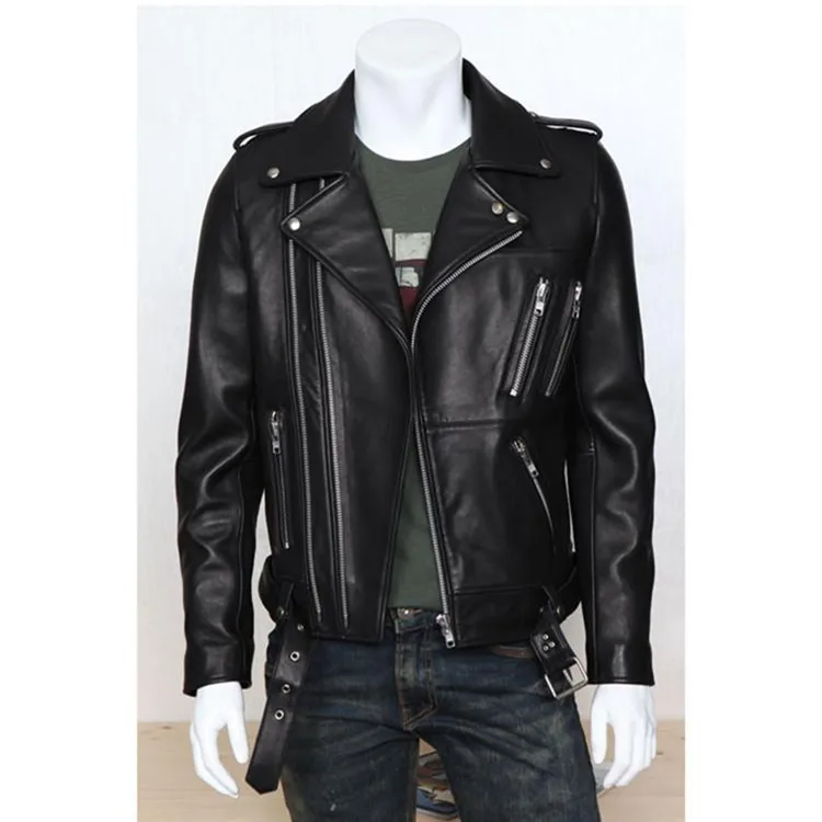 

2019 Spring And Autumn New Products Elegant Men Locomotive Leather Coat Multi-Zipper Fold-down Collar Epaulet Women's Leather Ja