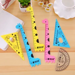 1set Cartoon Giraffe Animal Student Children's Set Ruler Square Ruler Protractor Student Stationery School Supplies