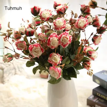 

10pcs/lot 3 Heads Small Bud Artificial Rose Flowers Simulation Fake Flower Roses Decorative Flores Home Decorations for Wedding