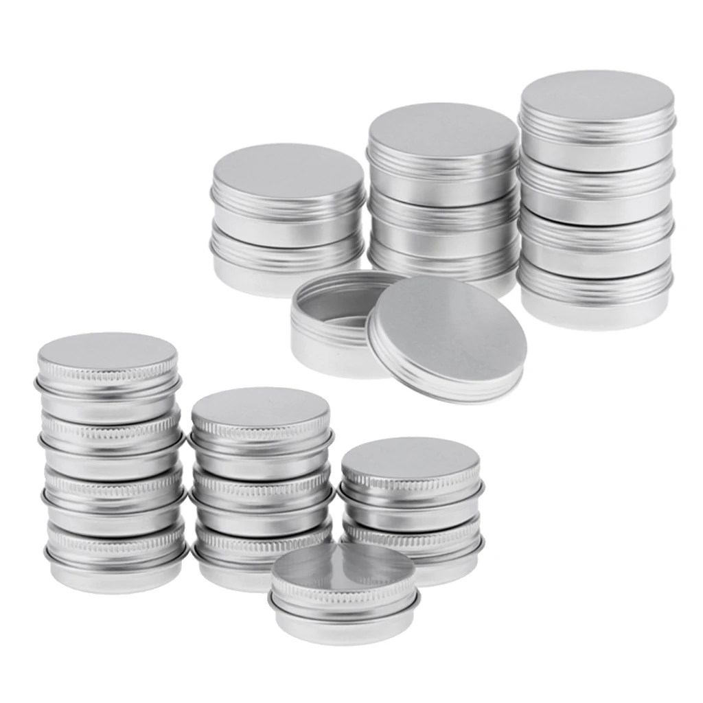 20x 15ml 25ml Round Aluminum Cans Screw Lid Empty Tin Jars Lip Balm Storage Containers Cosmetic Cream Jars Bottle