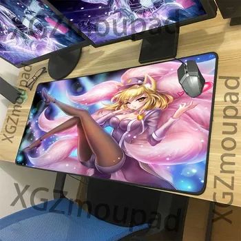 

XGZ Customized Large Gaming Mouse Pad Black Lock Edge Sexy Pink Fox Anime Computer Keyboard Table Mat Non-slip 900x400/600x300