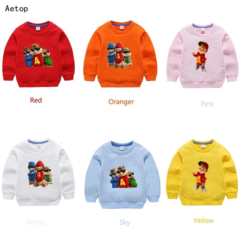 Boys Girls Alvin And The Chipmunks Funny Splicing color Kid Summer O-Neck Tops Children Cartoon T shirt Baby Sweatshirt
