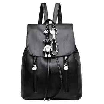 

PU Leather Women Backpacks Drawstring School Bag Teenage Girls Shoulder Bag