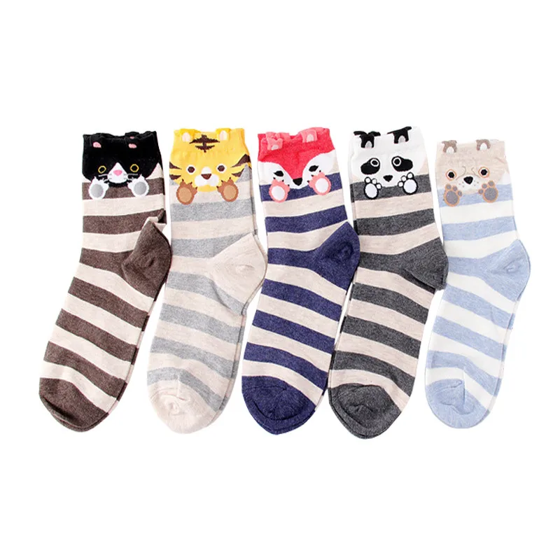 Новое поступление, носки с принтом женские туфли; 5 пар/упак. весна-осень-зимние милые забавные носки Женская теплая шапка, хлопковые полосатые носки