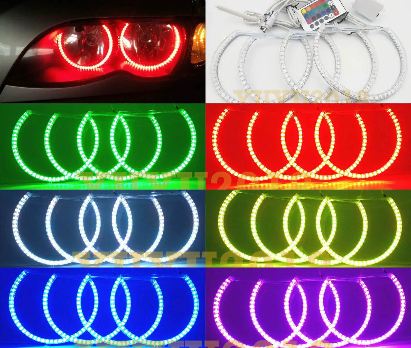 Многоцветный RGB Halo Кольца для BMW E46 с Non HID фара светодиодный глаза ангела дьявол