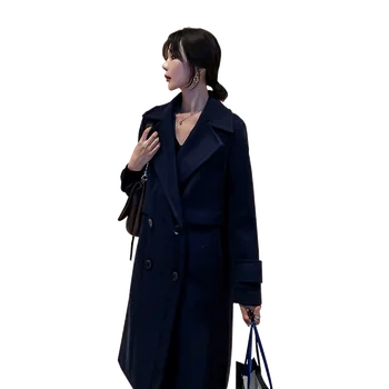 

Wool Coat Women Long Sleeve Collar Outwear Long Jacket new Korean Casual Winter Elegant Overcoat Woolen Coat