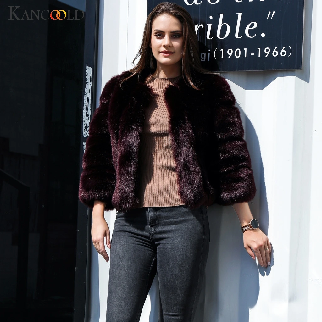 

KANCOOLD coats Women Fashion Solid Faux Fur Outerwear Short Coat Cardigan Loose Button Pocket coats and jackets women 2019AUG6