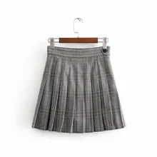 Весенне-осенняя юбка Новая женская модная юбка с высокой талией ретро клетчатая плиссированная мини-юбки женские юбки Одежда