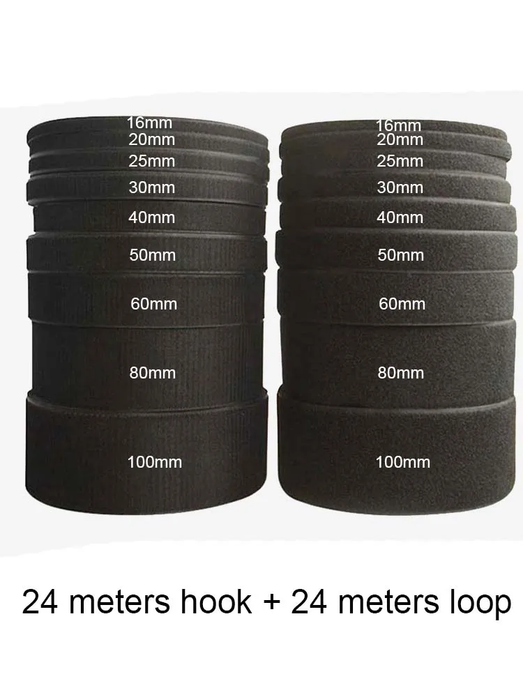 24m hook /24m loop black velcros no adhesive and fastener tape sewing magic sticker velcroing strap couture strip | Дом и сад