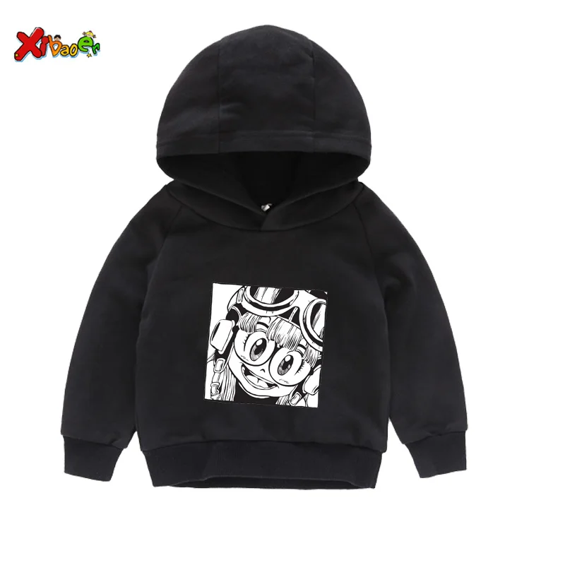 Толстовки с капюшоном для маленьких девочек модная футболка arale, свитер г. Новая милая детская одежда с длинными рукавами на зиму, весну и осень, размер 4 t