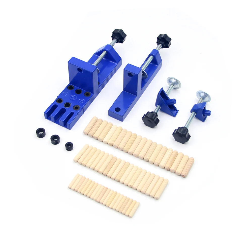 Universal Dowelling Jig Set With Aligning Clamps Dowel Pins Depth Stop