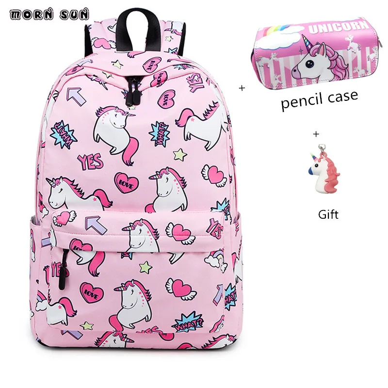 

Cartoon Unicorn Backpack Fashion Printing waterproof School Bags For Girls Laptop Travel packages sac a dos рюкзак женский