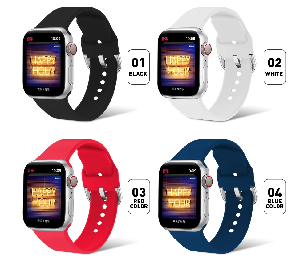 Спортивный ремешок с u-образной пряжкой для Apple Watch, сменный мягкий силиконовый браслет 38 мм 42 мм 40 мм 44 мм Серия 1 2 3 4 5 браслет