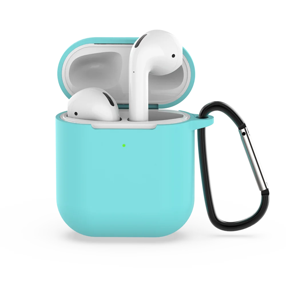 Caletop Мягкий силиконовый чехол для Airpods 2 наушники защитные чехлы ультра тонкие аксессуары для кожи с крючком Розничная упаковка - Цвет: Мятного цвета