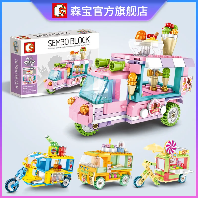 

City Street View Compatible Friends Creator Ice Cream Truck Food Store Buildings Blocks Educational Toys For Children