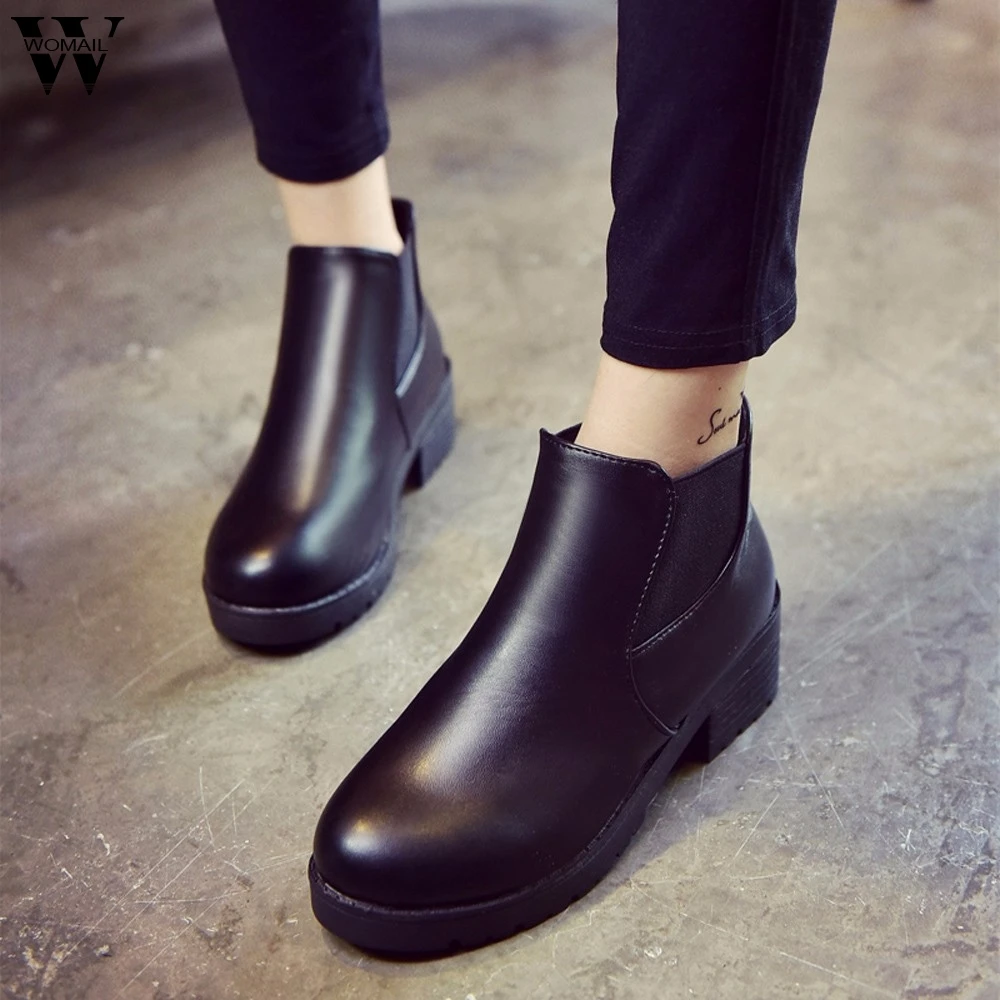 Nouveau 2019 bottes femmes en cuir véritable bas chaussures plates pour  chaussures d'hiver femme décontracté printemps véritable talon Chelsea  bottines chaussures | AliExpress