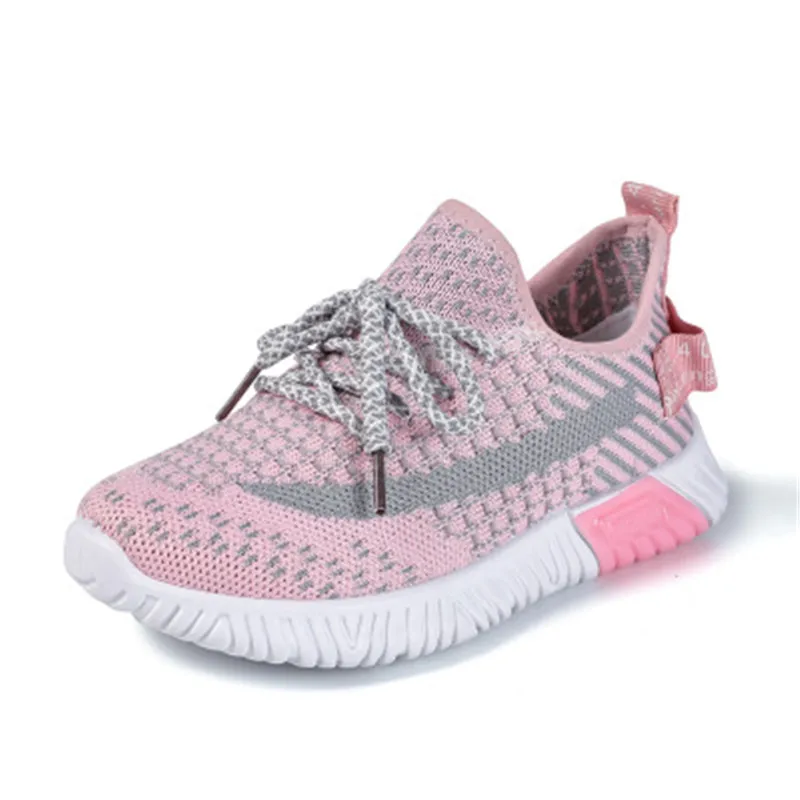 Xiaying autumn new children sports shoes girl casual shoes boy flying woven breathable running shoes boy student shoes 111