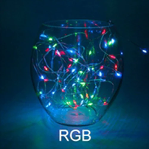 RGB Светодиодный светильник-гирлянда из медной и серебряной проволоки, теплая белая Гирлянда для дома, Рождества, свадьбы, вечеринки, украшение, питание от источника питания, 10 м - Испускаемый цвет: RGB