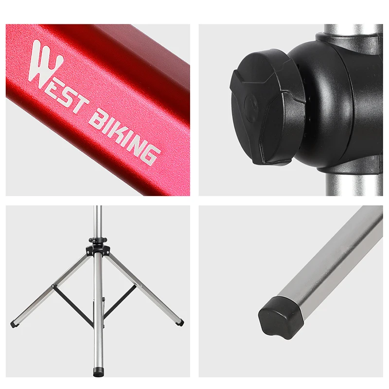WEST BIKING Portable Bike Repair Stand Adjustable Foldable Bicycle Repair Tools Aluminum Alloy MTB Road Bicycle Maintenance Tool