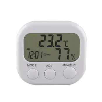 

New Digital Thermometer Humidity Meter HYGRO Hygrometer Air Clock TA638 White