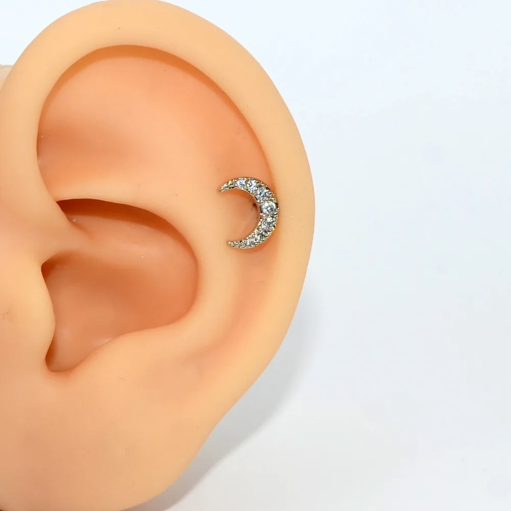 1Pcs Titanium & Steel Opal CZ Gem Tragus Helix Cartilage Earring Ear Stud Body Piercing Jewelry For Gift Labret Lip Bar Stud Ear - Image 6