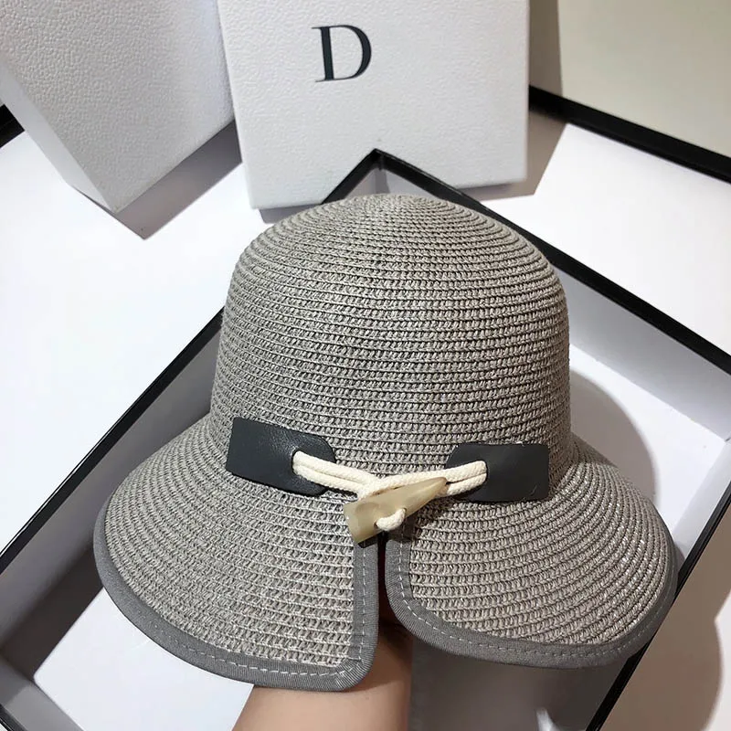 2021 Hat Summer Women Straw Horn Button 