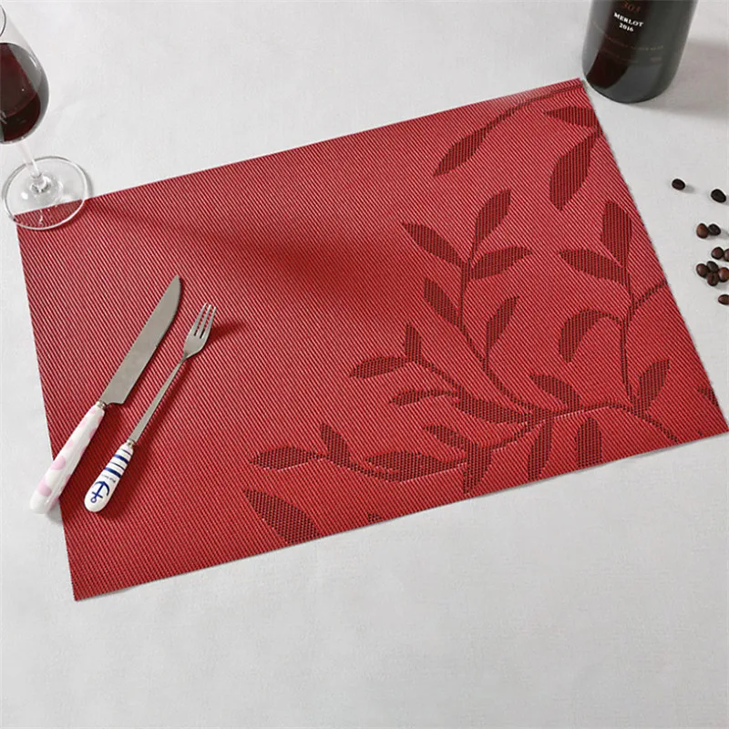 4pcs red 4 шт./компл. 45*30 см Кухня Коврики на стол теплоизоляция ПВХ Посуда колодки салфетки анти-скольжения Коврики на стол подставки для обеденного стола - Цвет: 4pcs red