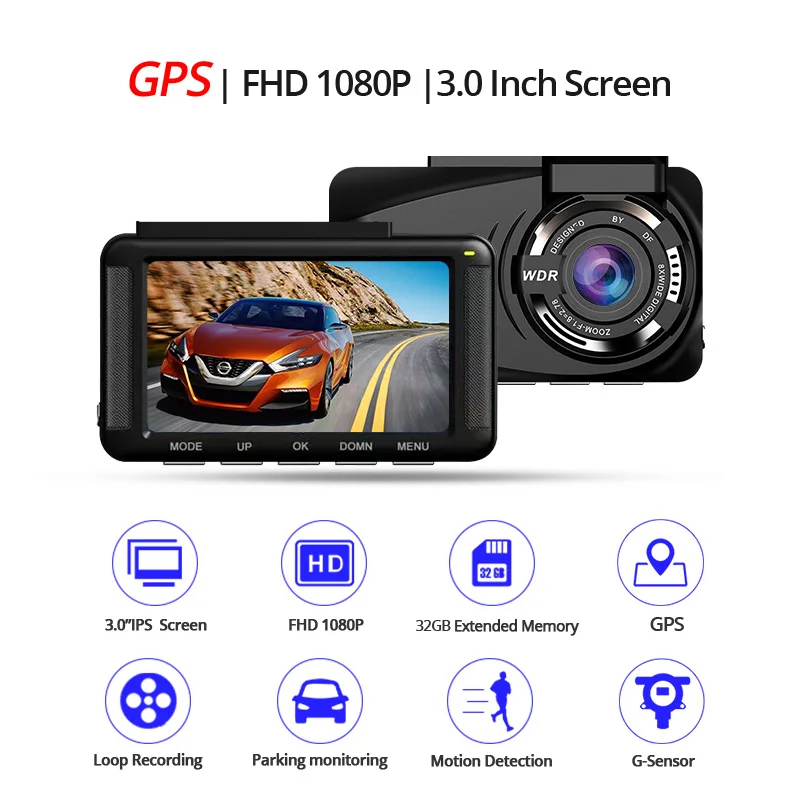 E ACE B37 Автомобильный видеорегистратор 3 дюймов мини Full HD 1080P Автомобильная камера