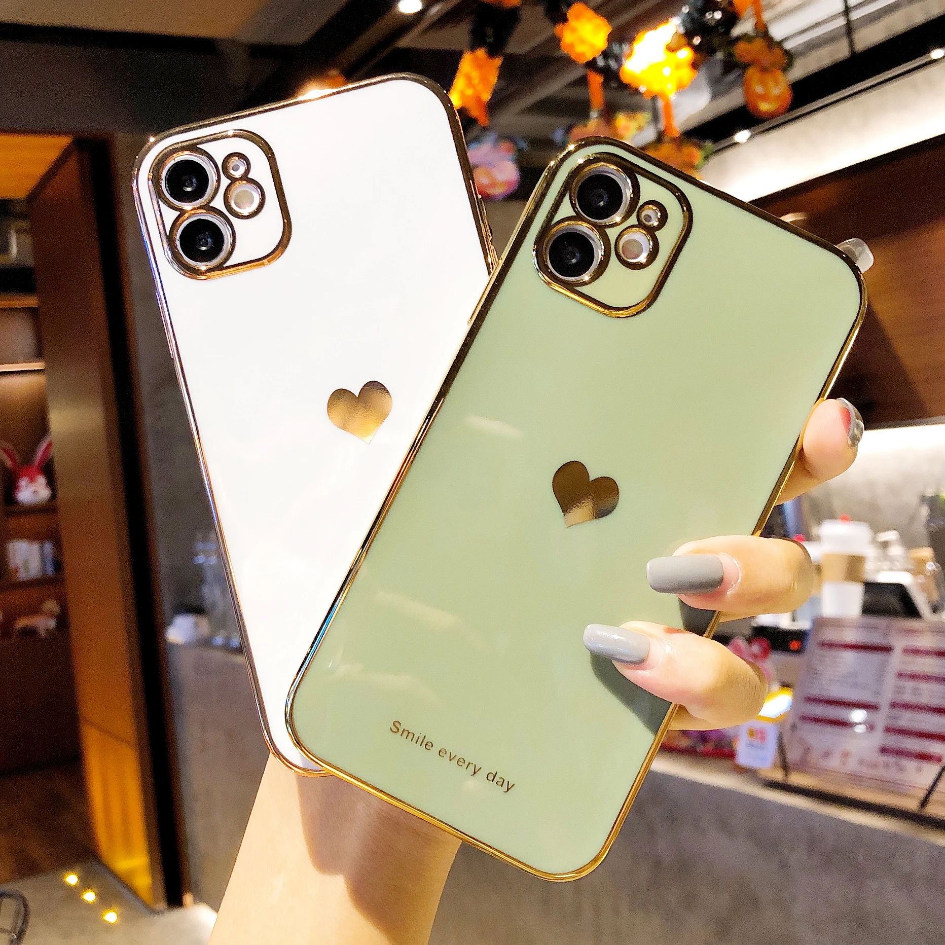 Luxury Gold Heart Plated Case For Iphone 11 Pro Max Xs Xr 7 8 Plus Silicon Square 6d Electroplate Cover For Iphone 12 X Se 22 Phone Case Covers Aliexpress