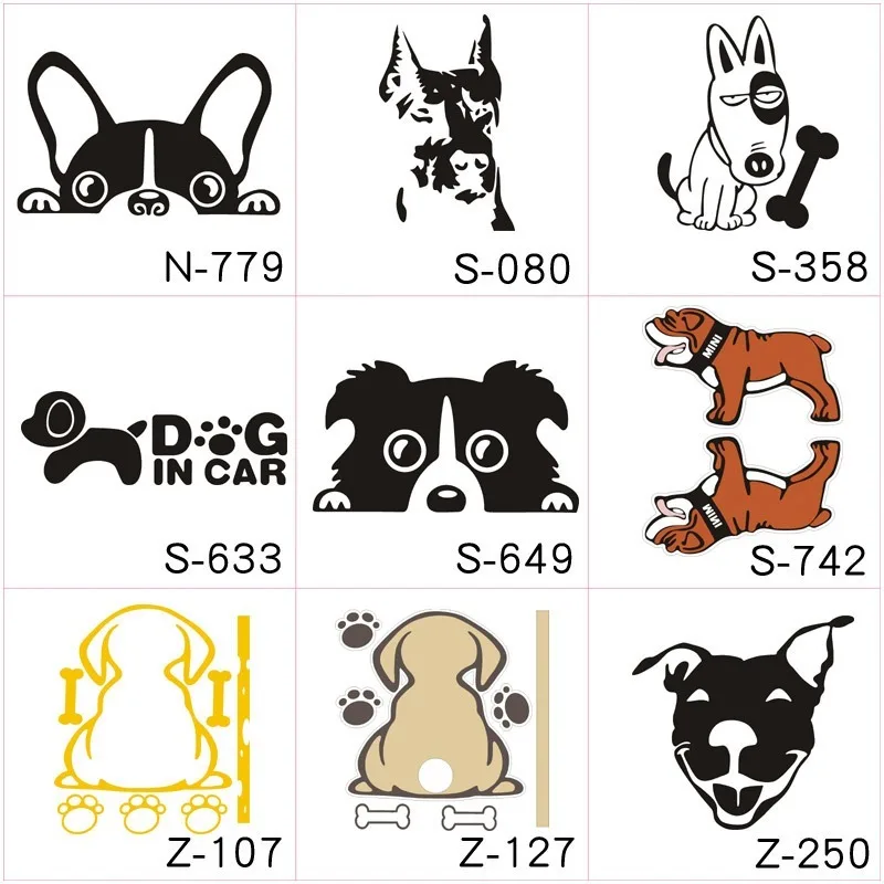 

Reflective Dog Car Stickers Bulldog Hound Husky Shepherd Dalmatian Dog Peeping Car Sticker and Decals