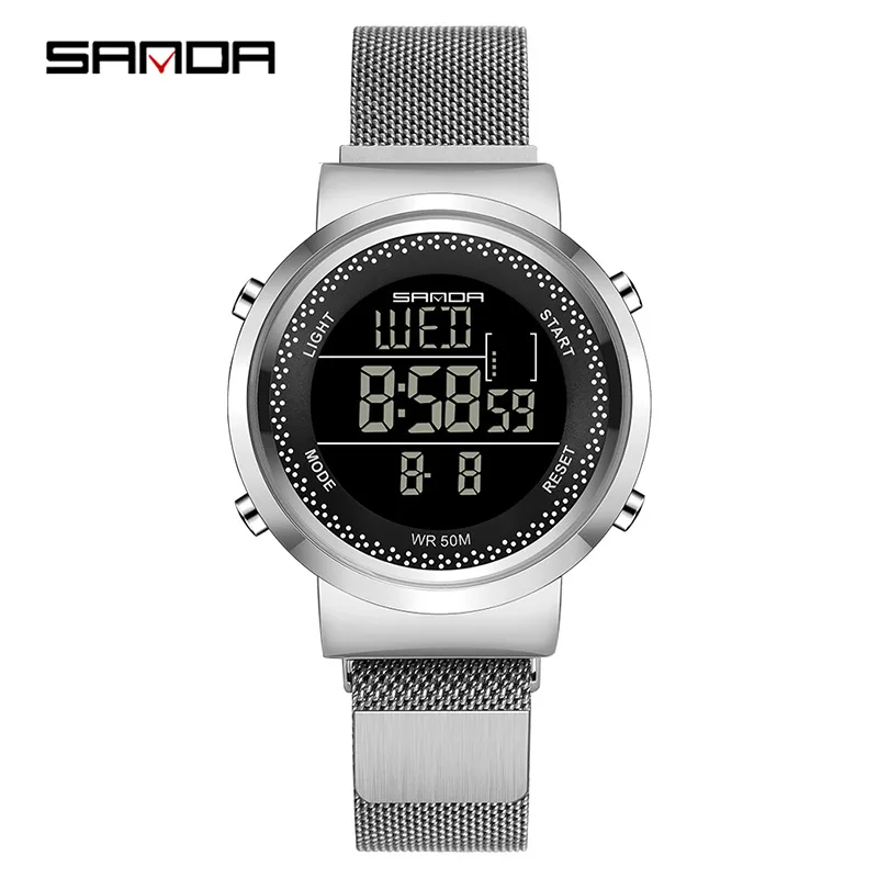 women magnet silver Relogio feiminio, цифровые часы, женские, Роскошные, розовое золото, женские, мужские, спортивные часы, светодиодный, электронные, наручные часы, водонепроницаемые, reloj mujer - Цвет: women magnet silver