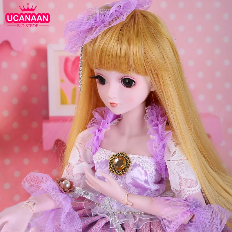 60 см 19 шарнирная кукла 1/3 белая кожа BJD куклы с платьем принцессы 3D Глаза Макияж
