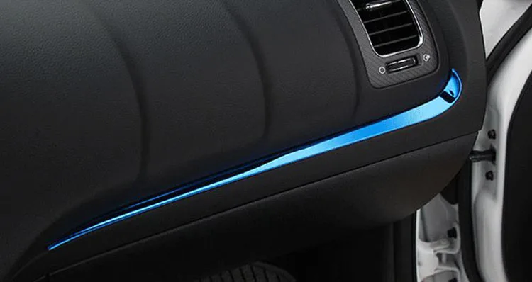 Нержавеющая машина Co-pilot приборной панели планки Центрального управления стикер блестки декоративные автомобильные наклейки для Kia k3 2012- C1454 - Название цвета: blue