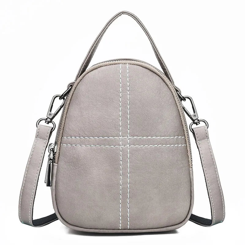 Gray Многофункциональные рюкзаки для девочек Sac A Dos женские кожаные мини Рюкзаки Высокое качество Дорожная сумка на плечо винтажная сумка для женщин - Цвет: Gray