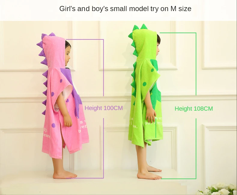 Children's Bath Towel Cloak Cotton Cartoon Hooded Baby Summer Beach Cloak Absorbent Soft Skin-friendly Towel Material Bathrobe
