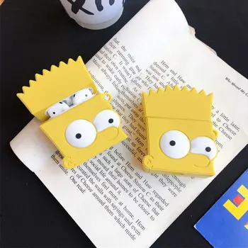 

3D Cute Cartoon Bart Simpson Shockproof Headphone Case For Apple Airpods 1/2 Silicone Protection Earphone Skin Cover Accessories