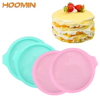 

HOOMIN 4/6/8inch Silicone Cake Fondant Decoration Tool Pizza Mold Baking Pan Set Round Rainbow Cake Mold Baking Accessories Tray