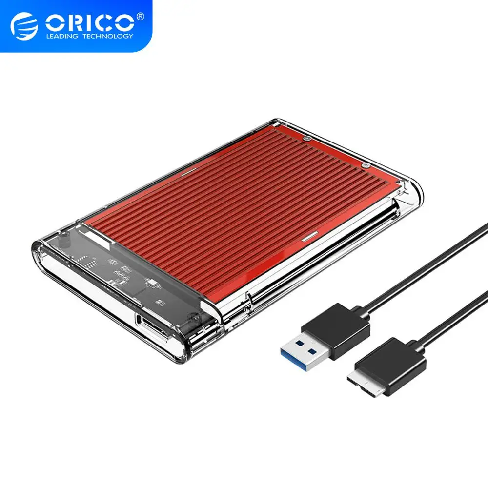 ORICO 2 5 дюймов SATA к USB 3 0 HDD Чехол прозрачный и алюминиевый жесткий диск Корпус для SSD