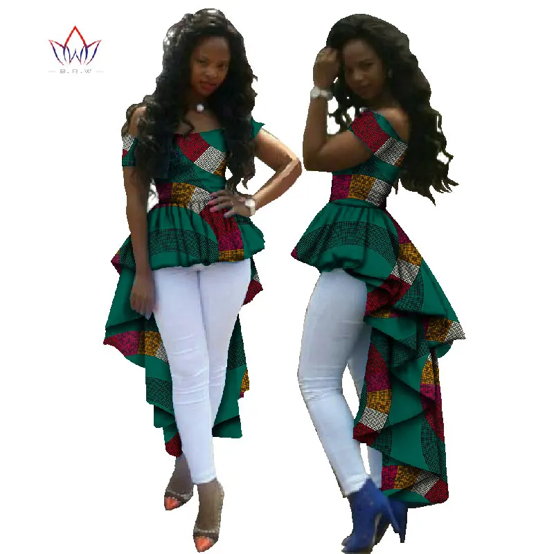 Летний топ африканская одежда Африканские Восковые хлопчатобумажные платья с принтом для Женщин Дашики размера плюс халаты Pour Les Femmes Africai WY615 - Цвет: 21