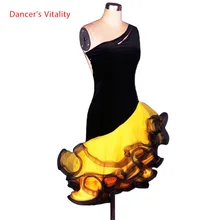 Латинский танец костюм сексуальный бархат без рукавов платье латинского танца женское платье конкурса латинских танцев