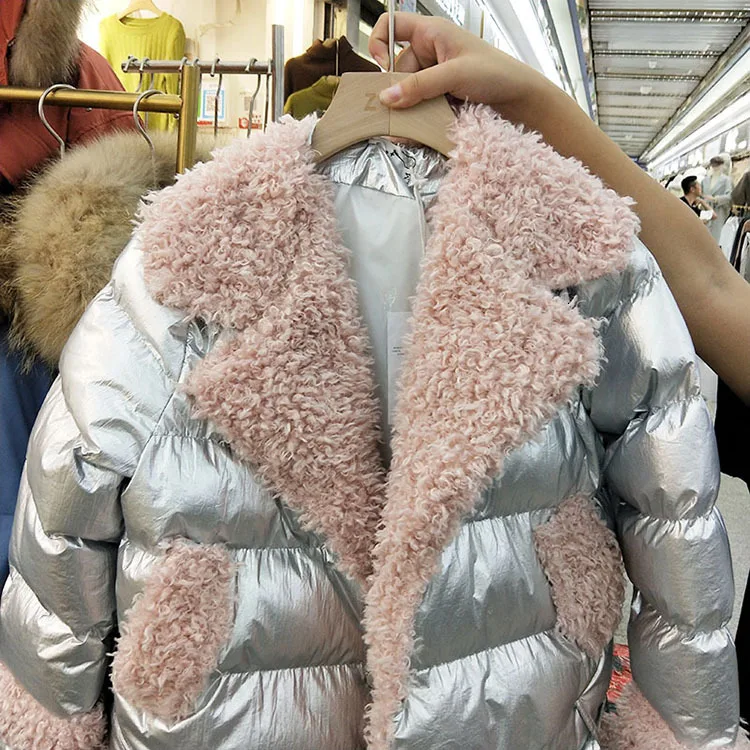 Зимнее пальто для женщин, новое пальто из искусственного овечьего меха, Женская бархатная Стеганая пуховая хлопковая куртка, яркая парка для девушек MY171
